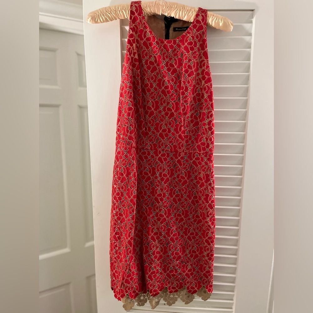 Massimo Dutti red lace dress size 38 US 6